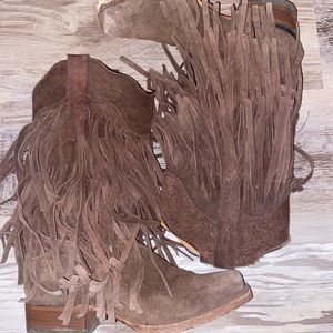 Brown fringe western Boots